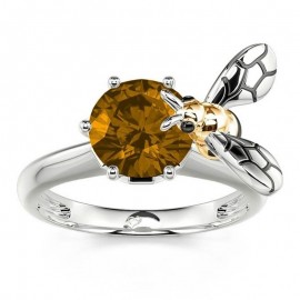Bague ouverte redimentionnable en forme d'abeille pour femmes en Zircon