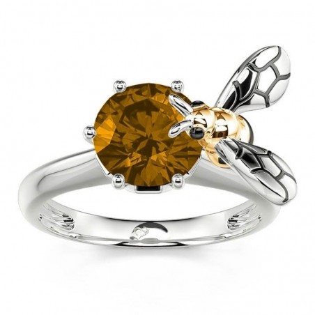 Bague ouverte redimentionnable en forme d'abeille pour femmes en Zircon