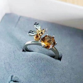 bague abeille ouverte redimentionnable en forme d'abeille pour femmes en Zircon