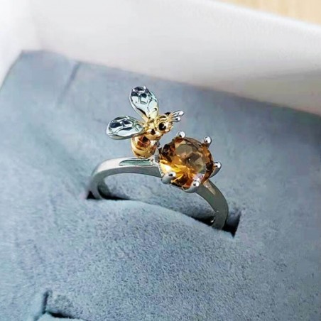 bague abeille ouverte redimentionnable en forme d'abeille pour femmes en Zircon