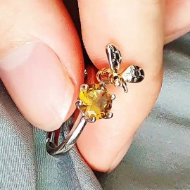 magnifique Bague ouverte redimentionnable en forme d'abeille pour femmes en Zircon