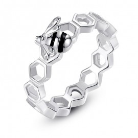 Bague abeille cœur d'abeille en argent Sterling 925 couleur argent