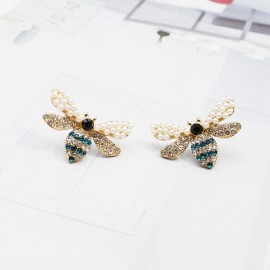 Boucles d'oreilles petite abeille Zircon Strass