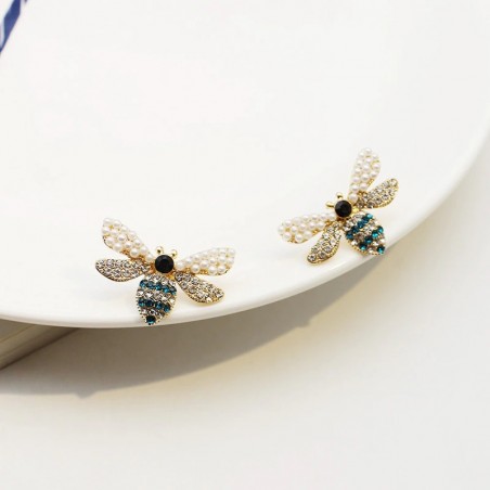 Magnifiques Boucles d'oreilles petite abeille Zircon Strass