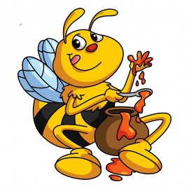 Pegatina de Abeja Golosa Comiendo Miel | Sticker Divertido