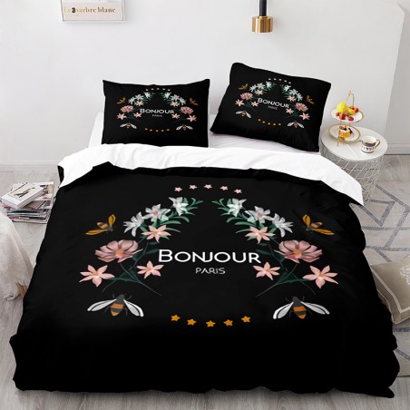 Ensemble de Literie Couette Abeille et Couronne de fleurs