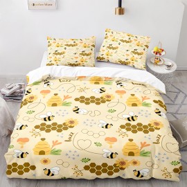 Ensemble de Literie Couette Abeilles et Nid d'abeilles