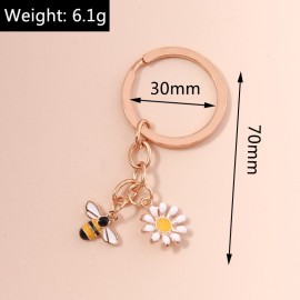 Dimensions Porte-clés petite Abeille en émail avec sa Marquerite
