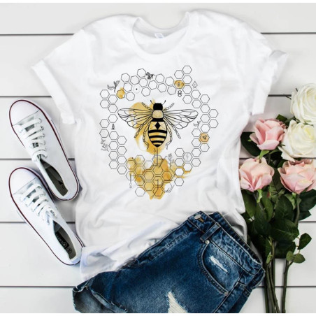 Camiseta de abeja con círculo de panal | Idea Regalo Original