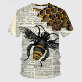 ¡Camiseta de Abeja 3D de Manga Corta con Abeja Grande!