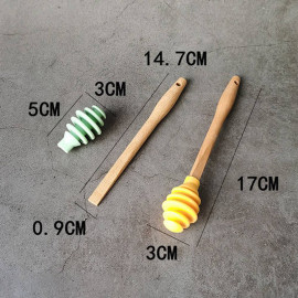 Détails cuillère à miel en bois avec embout silicone coloré