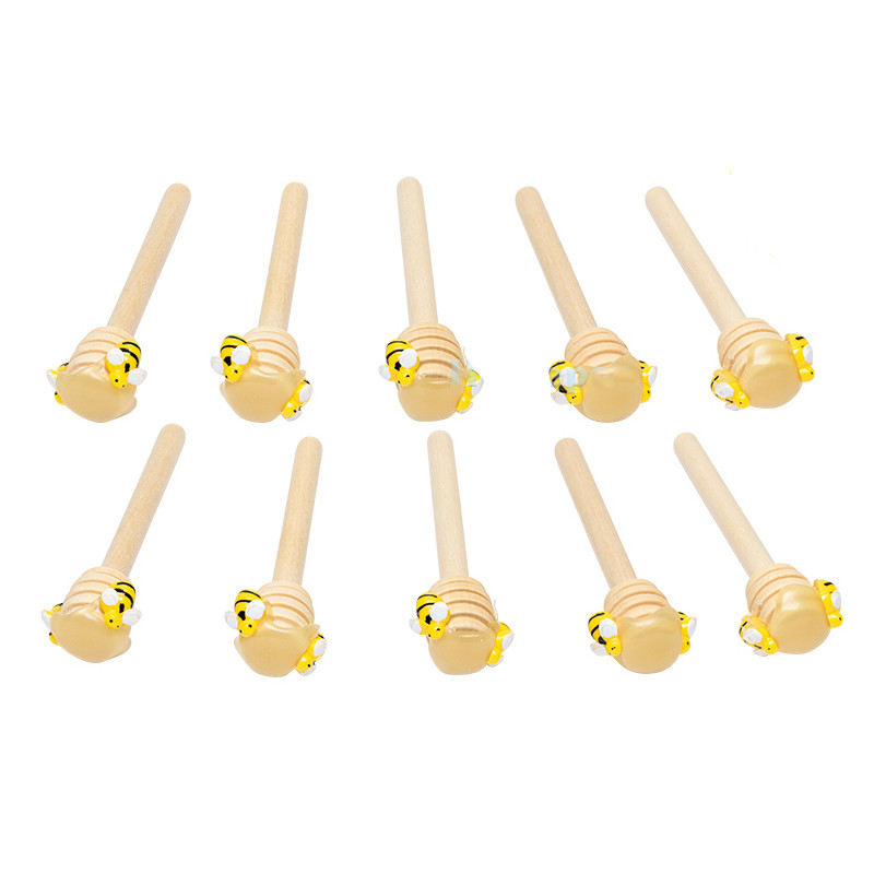 Lot de mini cuillère à miel avec abeilles sculptées - lot de 10 pièces