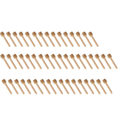 Détails bâtonnets à miel en bois - lot de 50 pièces