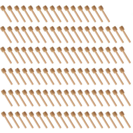Détails bâtonnets à miel en bois - lot de 100 pièces