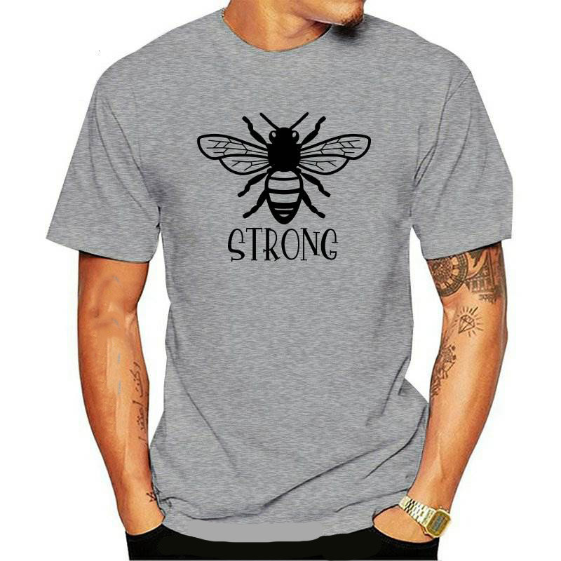 T-shirt en coton avec abeille Be Strong - couleur gris