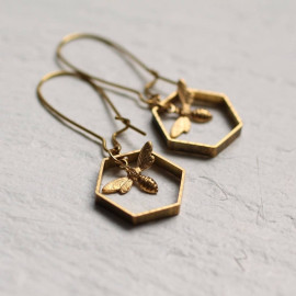 détails Pendants d'oreille abeille très fins et délicats