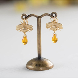 Pendientes Colgantes de Abeja y Gota de Miel | Joyería Abeja