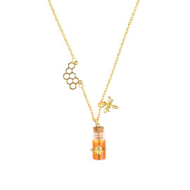 Magnifique Collier pendentif pot de miel et breloques