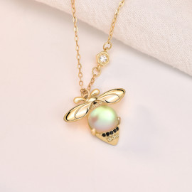 Collar Abeja con Piedra de Luna Plata 925S | Idea Regalo Mujer