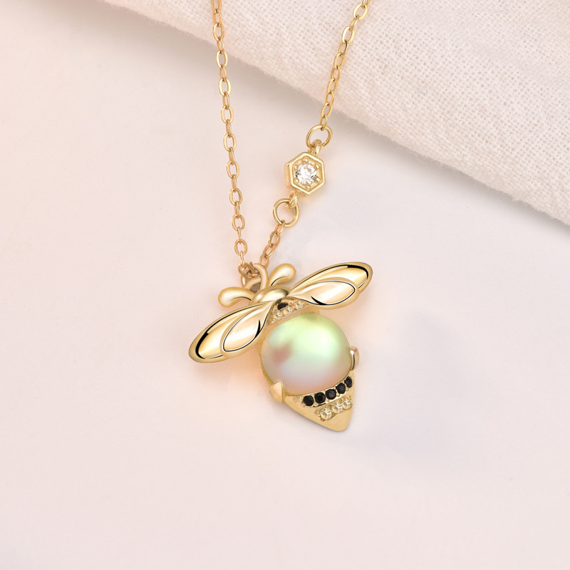 Collar Abeja con Piedra de Luna Plata 925S | Idea Regalo Mujer