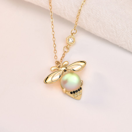 Collar Abeja con Piedra de Luna Plata 925S | Idea Regalo Mujer
