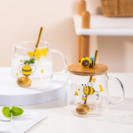 détails Tasse en verre dessins abeilles