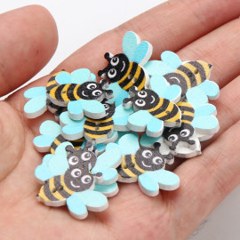 Lot de 20 boutons abeille en bois  3 tailles !