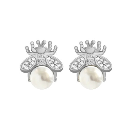 boucle d'oreilles abeille Clous perles dorés ou argentés modèle argent