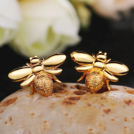 boucle d'oreilles abeilles Clous abeille en métal doré ou argenté