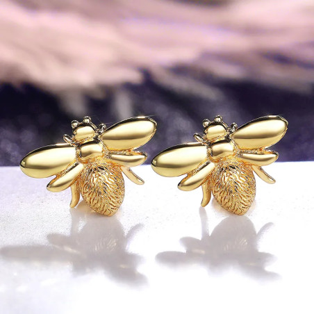 boucle d'oreilles abeilles Clous abeille en métal - modèle or