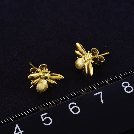 détails boucle d'oreilles abeilles Clous abeille en métal