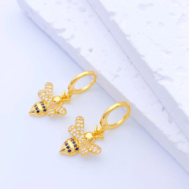 boucle d'oreille abeilles Dormeuses abeille en strass