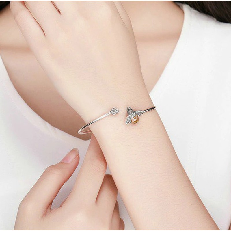 Bracelet en argent Sterling 925 avec cristal abeille