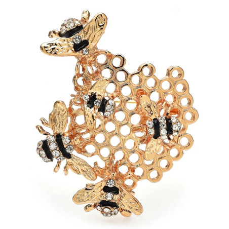 article broche abeille Dentelle alvéolée aux 5 abeilles