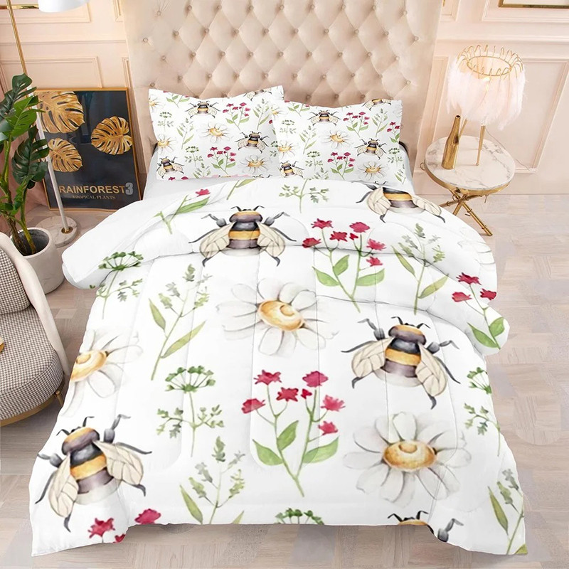 Funda Nórdica con Abejas y Flores | Ropa de Cama Original