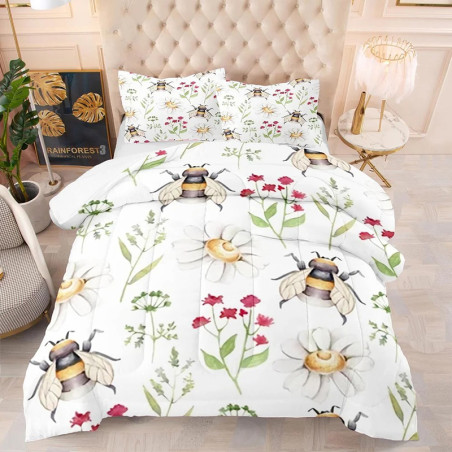 Funda Nórdica con Abejas y Flores | Ropa de Cama Original
