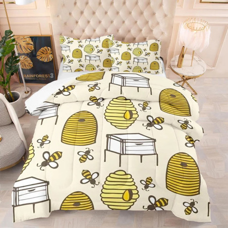Juego de Cama con Estampado de Abejas y Colmenas | 1001ABEILLES