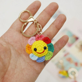 Porte-clé doudou marguerite multicolore