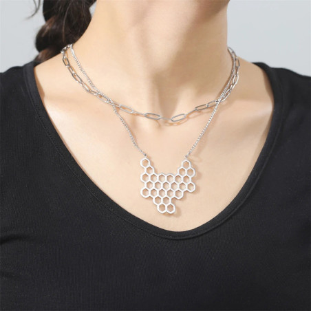 Ensemble de deux chaînes avec nid d'abeille - version argent