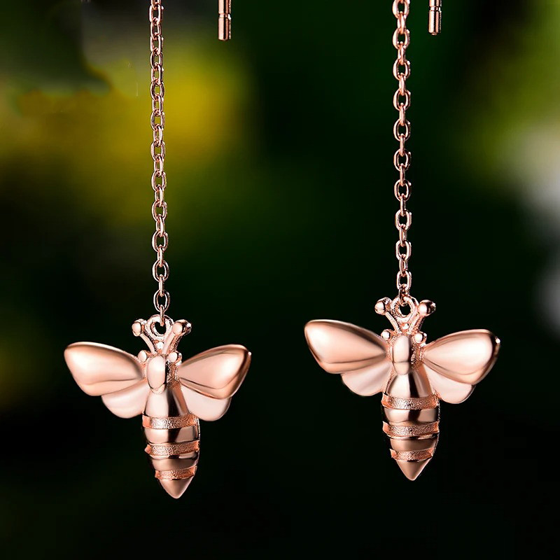 Chaînes d'oreille petites abeilles - or rose