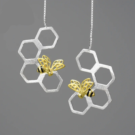 Chaînes d'oreille nid d'abeilles - couleur argent