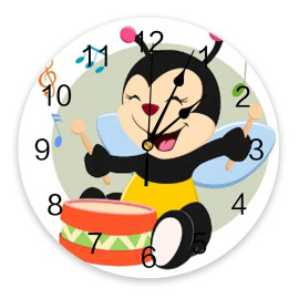 Horloge à aiguilles bébé abeille au tambour
