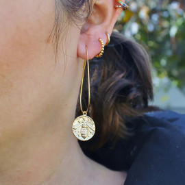 Boucles d'oreille antiques abeille monnaie