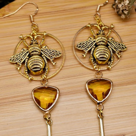 Détails Longues boucles d'oreilles abeilles