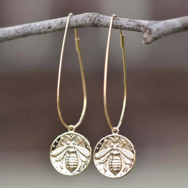 magnifique Boucles d'oreille antiques abeille monnaie