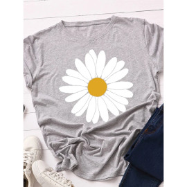 T-shirt marguerite franche - couleur GRIS