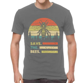 Camiseta abeja save the bees - gris jaspeado