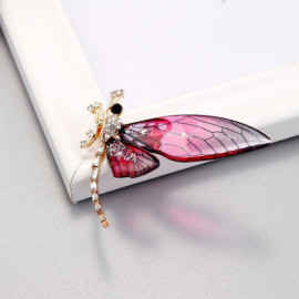 Broches Libellule en Cristal Acrylique Couleur Rouge