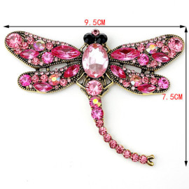 Grande Broche Libellule Rose