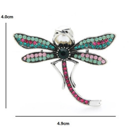 Dimensions Broche Libellule Multicolore avec Strass